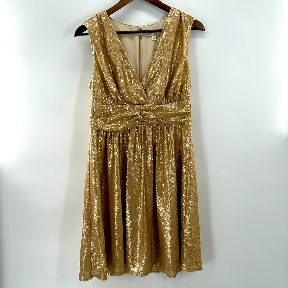 Eva Mendes for New York and Company gold sequin dress. Fit and flare, Medium
